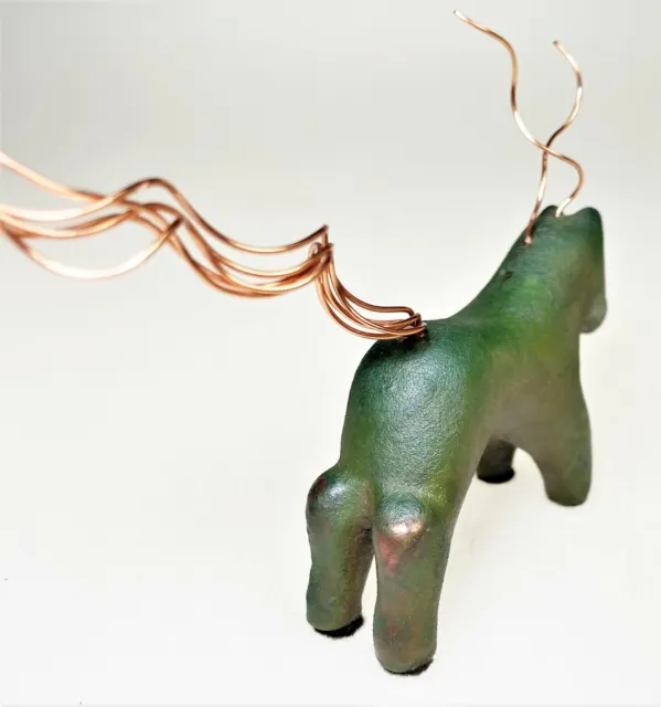 Raku Spirit Pony Green Clay Copper Figurine Jeremy Dillar ‌USA Folk Art Horse 5