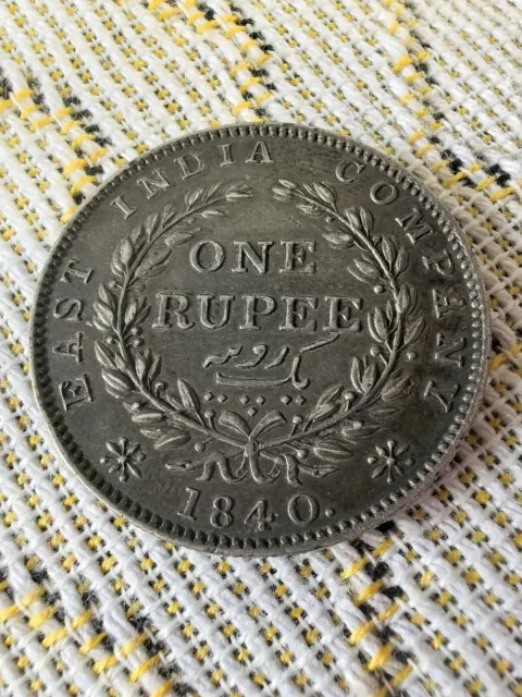 1840 ONE RUPEE  COIN  QUEEN VICTORIA. EAST INDIA COMPANY Silver Coin