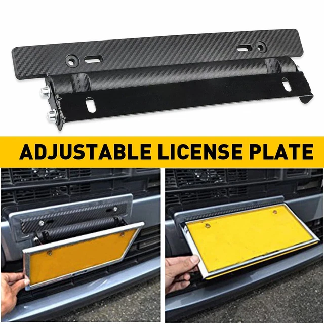 Black Car Carbon Look License Plate Frame Cover Front &Rear Universal Adjustable