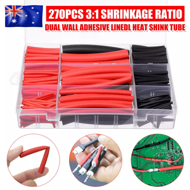 270Pcs Waterproof Heat Shrink Tubing Wrap Tube Kit Wire Joiners Solder Sleeves