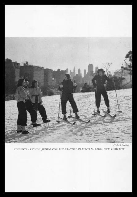 1939 Finch Junior College Central Park New York Snow Ski Photo Vintage Print Ad