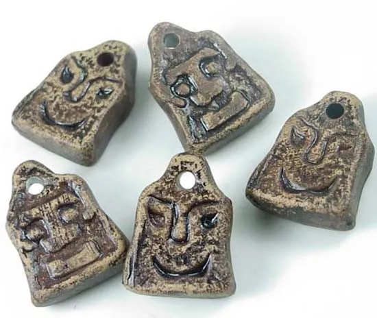 5 Polymer Clay Porcelain Opera Face Pendant Charms 27x20mm