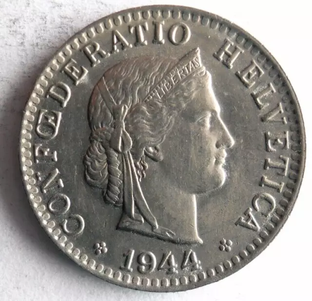 1944 SWITZERLAND 20 RAPPEN - Excellent Coin - FREE SHIP - PREMIUM BIN 10