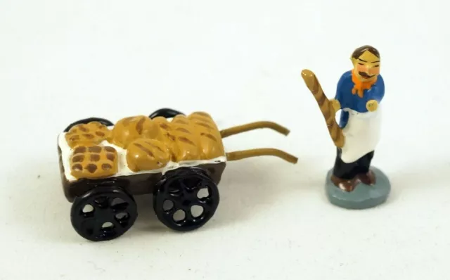 J Carlton by Gault French Miniature 2 Pc Set French Bread Vendor w Cart Figurine