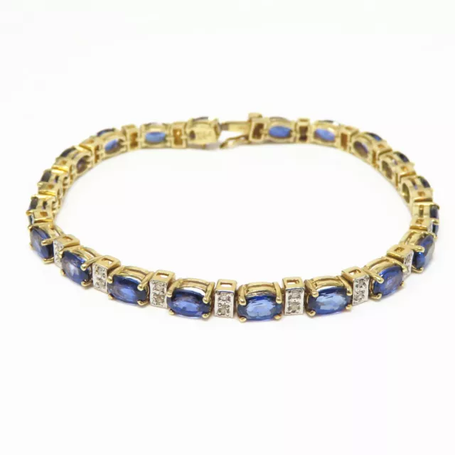 NYJEWEL 14k Yellow Gold 10.5ctw Sapphire Diamond Bracelet 7"