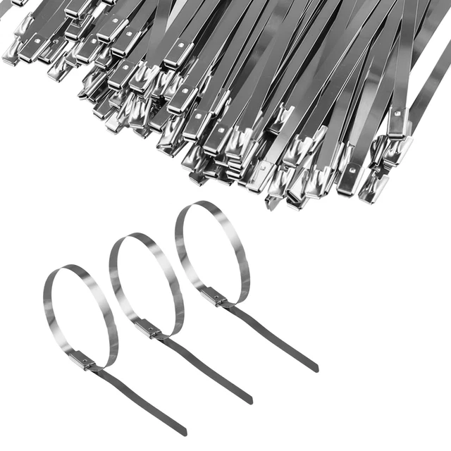 Lot De 10 Attaches Câble En Acier Auto-Verr. - Collier Serrure à Bille Pour Échappement, Tuyaux