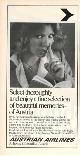 Aua Austrian Airlines Company Aerial Advertising 1 Page Original 1978