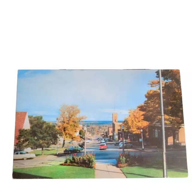 Postcard Main Street Crystal Falls Michigan Street View Chrome Unposted