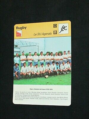 FICHE CHAMPION RUGBY SU AGENAIS  AGEN CHAMPION DE FRANCE  1975-1976  ( maillot )