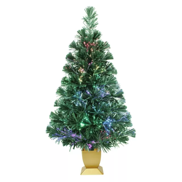 Holiday Time 32 Inch Green Fiber Optic Multicolor Lights Christmas Tree