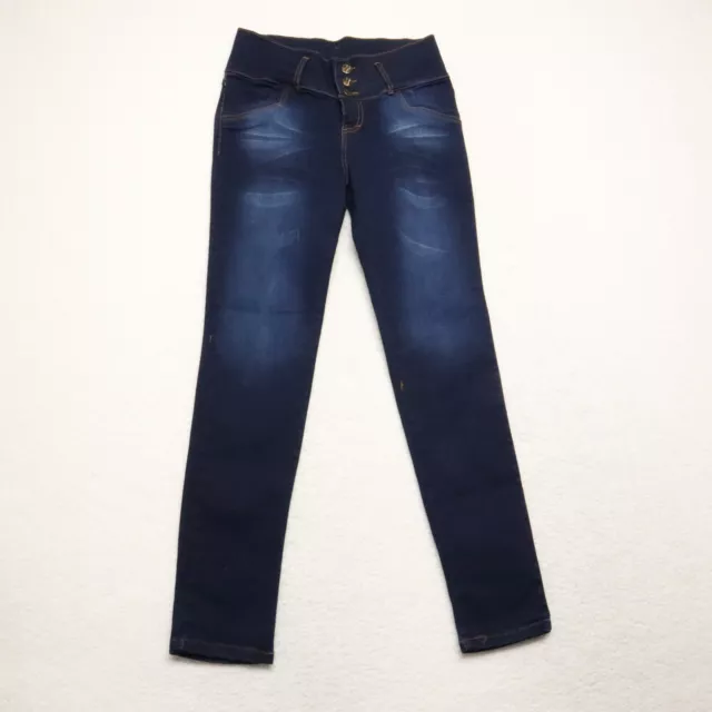Darmale Women's Juniors Size 11 Blue Skinny Dark Wash Cotton Blend Stretch Jeans