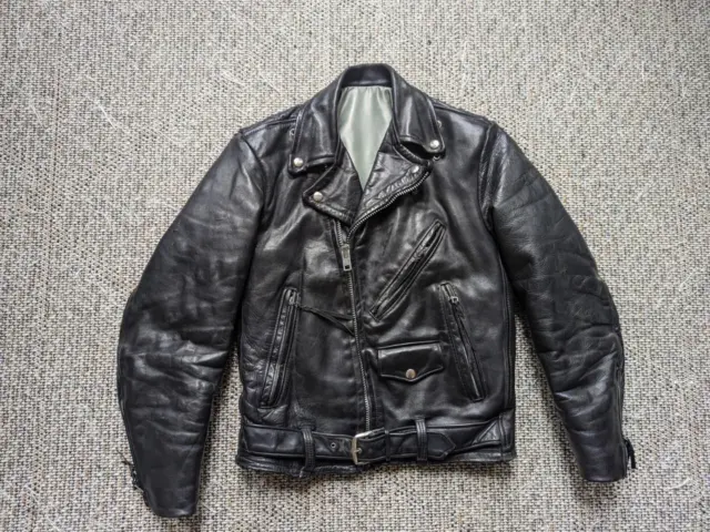 vintage 1950s leather MOTORCYCLE jacket XS black 34-36 custom harley