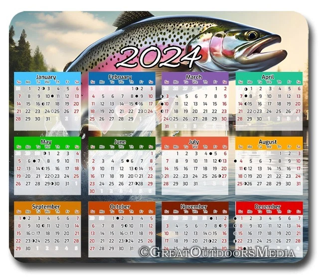 FISHING 2024 CALENDAR Mousepad / Mouse Pad Gifts Fly Fisherman