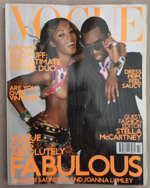 Vogue Uk Magazine October 2001. Naomi Campbell, P Diddy - Sean Combs, Kate Moss