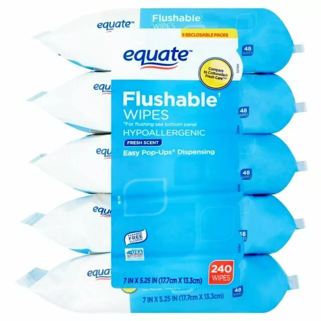 Equate Fresh Scent Flushable Wipes - 5 Packs