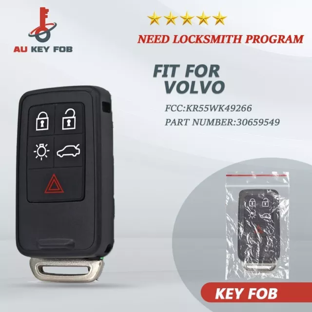 Keyless Remote Control Smart Car Key Fob Uncut Key Blade for Volvo XC60 XC70 S60