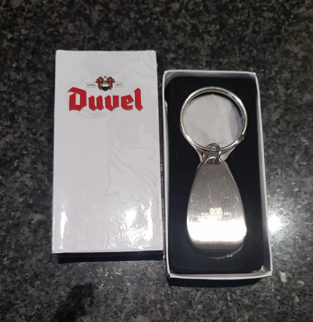 @Ouvre Bouteilles Decapsuleur Porte-Cles Biere Beer Duvel@ Metal Argente Neuf 3