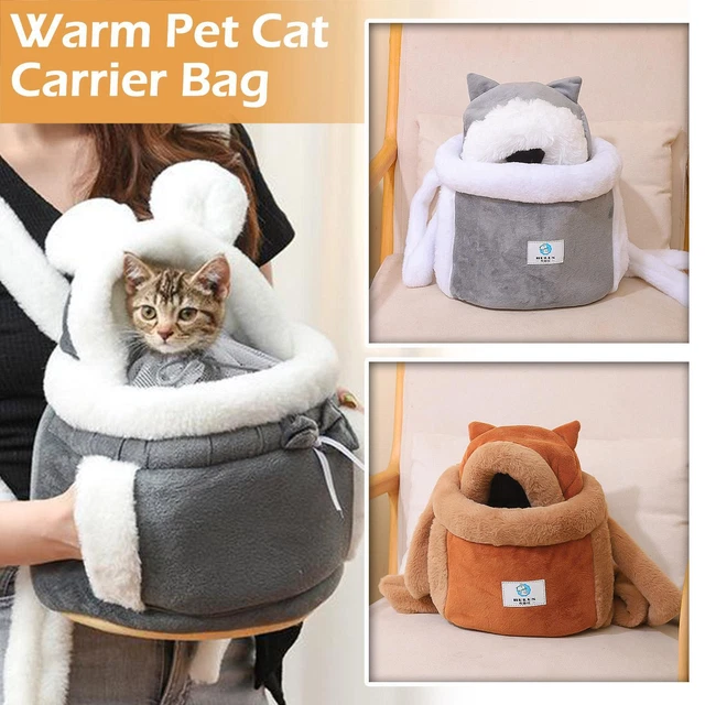 Cálido Bolso de Portador de Mascotas Gato Pequeño Perros Mochila Invierno Mascotas Exterior] Jaula K6L3