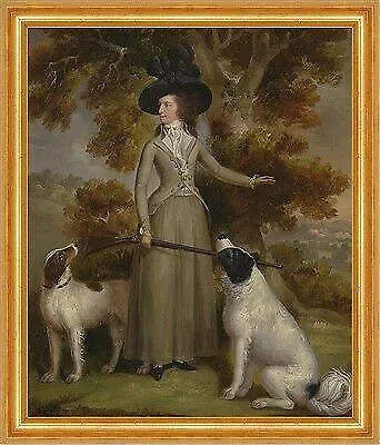 The Countess of Effingham with Gun and Shooting Dogs Haugh B A3 00166 Gerahmt