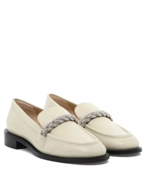 Mocasines de avena de marfil Stuart Weitzman Palmer de alto brillo talla 9 Precio de venta sugerido por el fabricante: $495