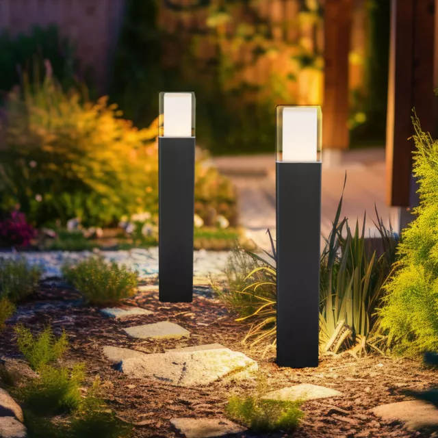 Lampione Esterni Lampada con Piedistallo LED da Giardino Antracite H 50 CM 2x