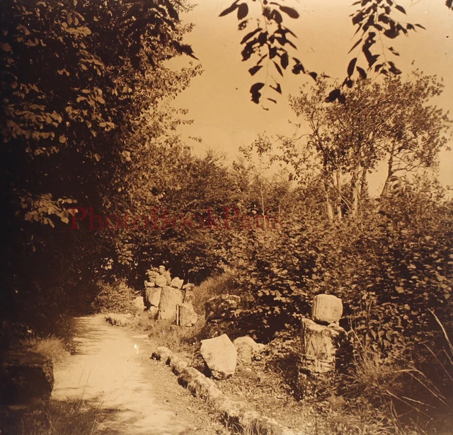 FRANCE Champlieu Roman Ruins c1930 Photo Stereo Plate Vintage 
