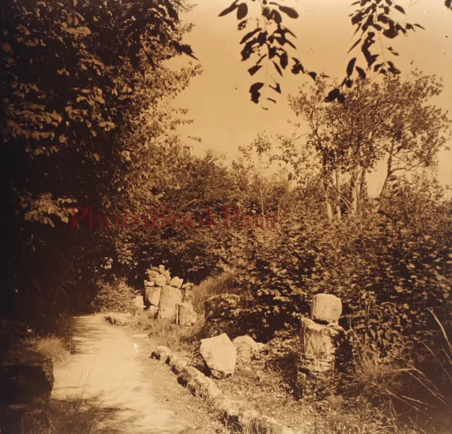 FRANCE Champlieu Ruines Romaines c1930 Photo Plaque Stereo Vintage 
