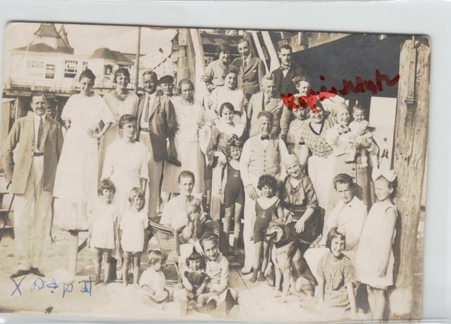 Ahlbeck  Menschengruppe  an Seebrücke   alte Fotokarte  gest Ahlbeck 1922