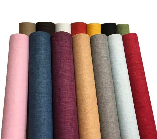 Plain Soft Linen Look Fabric Curtain Material Dressmaking Upholstery 145cm Wide
