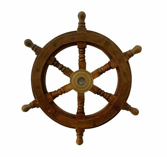 Ship's Time Heavy Solid Brass Bullauge Quarzuhr Holzrad Nautisches DESIGN