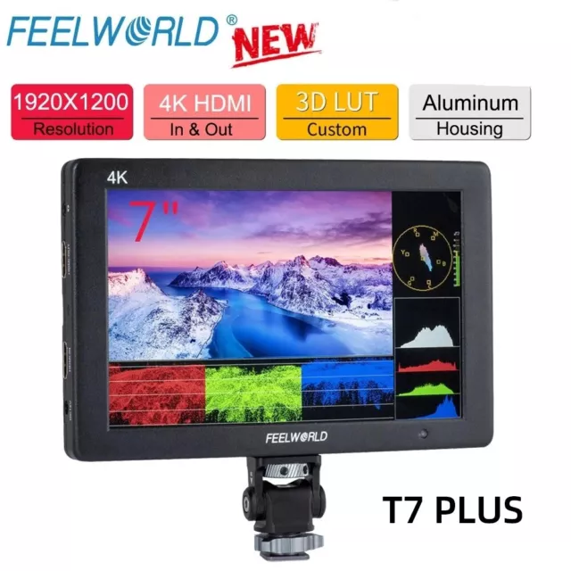 Feelworld T7 PLUS V2 7 Inch 3D LUT On Camera Field DSLR Monitor 4K HDMI Full HD