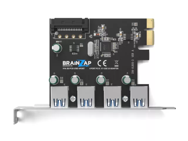 4 Port USB 3.0 / 3.2 PCI-E Adapter Karte PCI-Express x1 Erweiterungskarte PCIe 3