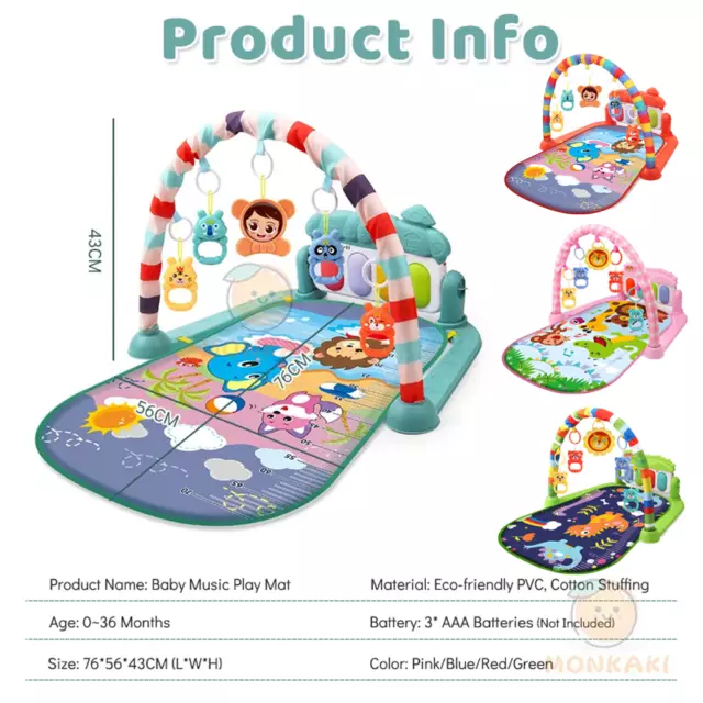 Baby Play Gym Infant Mats Musical Lullaby Toys Activity Floor Kids Music Piano 3