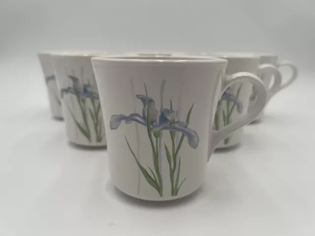 Vintage Corning Ware Shadow Purple Iris Flower Coffee Tea Cup Mugs USA Set of 6