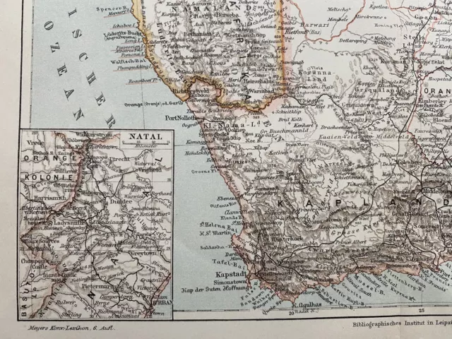 antike historische Landkarte Deutsche Kolonien: Süd Afrika - Kapkolonien um 1910 3