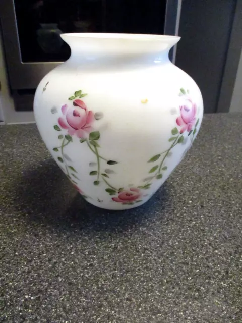 Consolidated Con-Cora Milk Glass Vase Wrapped Roses