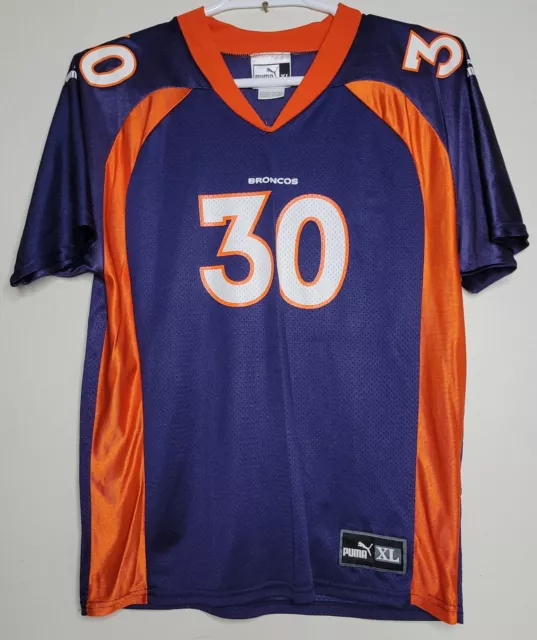 VTG Denver Broncos Jersey Men Size XL Blue Puma Terrell Davis #30 Made USA 90s