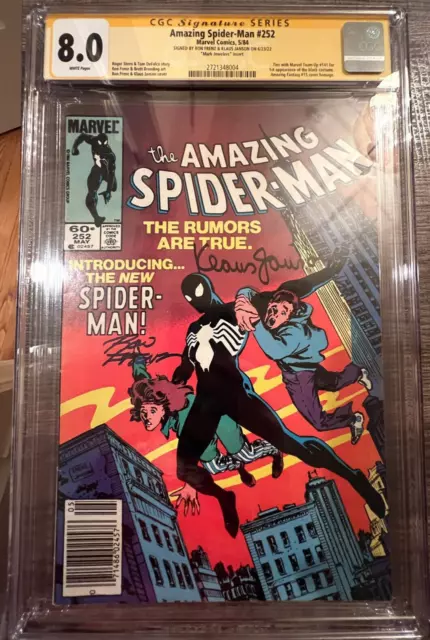 Marvel Amazing Spider-Man #252 Cgc 8.0 Ss Signed Frenz & Klaus Mark Jewelers Key