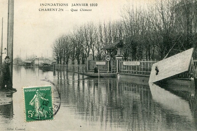 Carte CHARENTON LE PONT Inondations Janvier 1910 Quai Clément