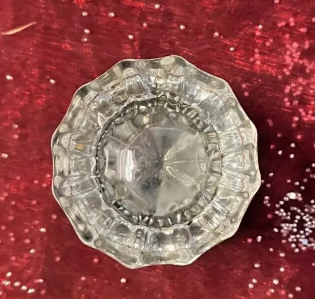 Vintage 12 Point Octagon Clear Crystal Glass & Brass Door Knob Antique Doorknob