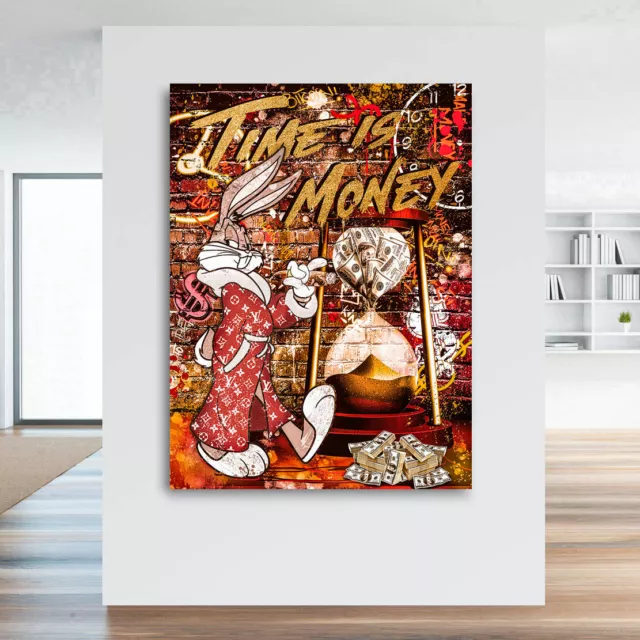 Leinwand Bild Mr Bunny Money Comic Pop Art Kunst Druck Wand Bilder Motivation