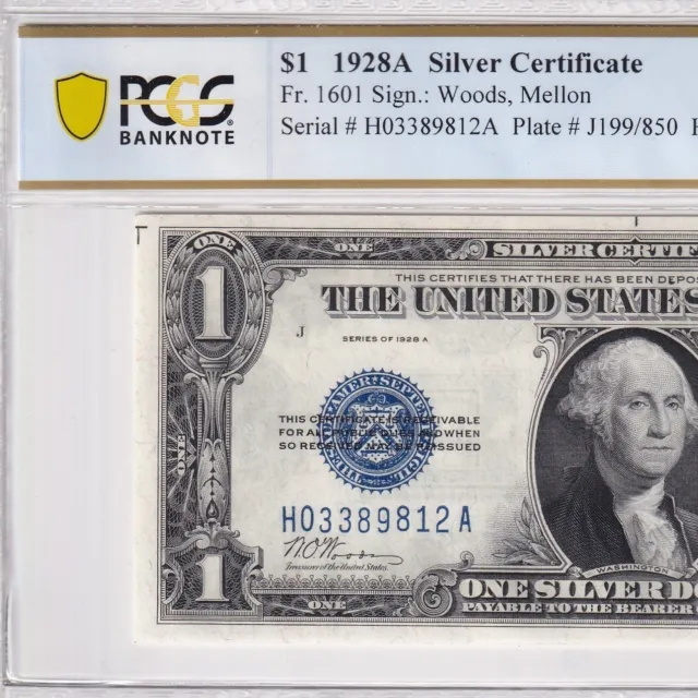 1928-A One Dollar Silver Certificate note Fr#1601—PCGS PPQ 66 GEM UNC—no reserve