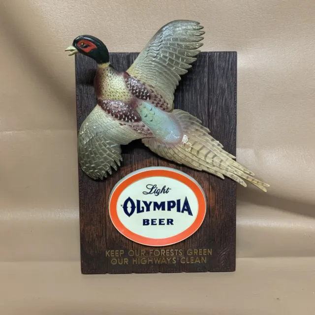 Vintage 1963 Olympia Light Beer Ring Neck Pheasant Wildlife Series Wall Plaque