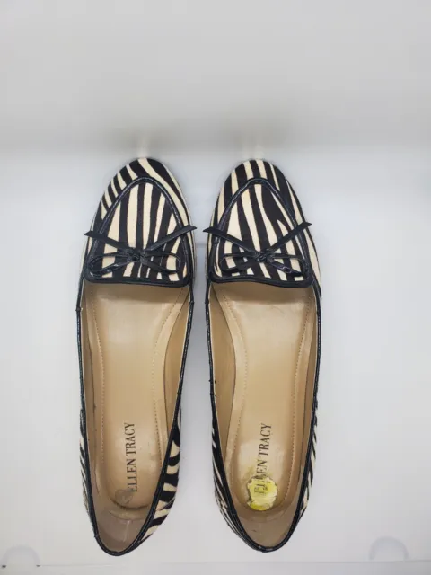 Ellen Tracy Alpine Calf Hair Zebra Flats Size 9