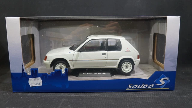 PEUGEOT 205 RALLYE 1.3 BLANCHE 1988 1/18 VOITURE MINIATURE SOLIDO - Une de  Sauvée