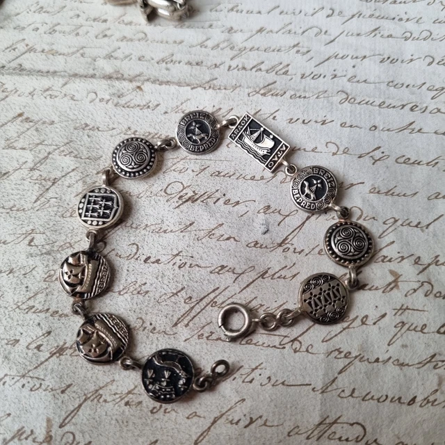 Bracelet Ancien Vintage En Maillons Avec Relief - Couleur Argent - Numéro *3336
