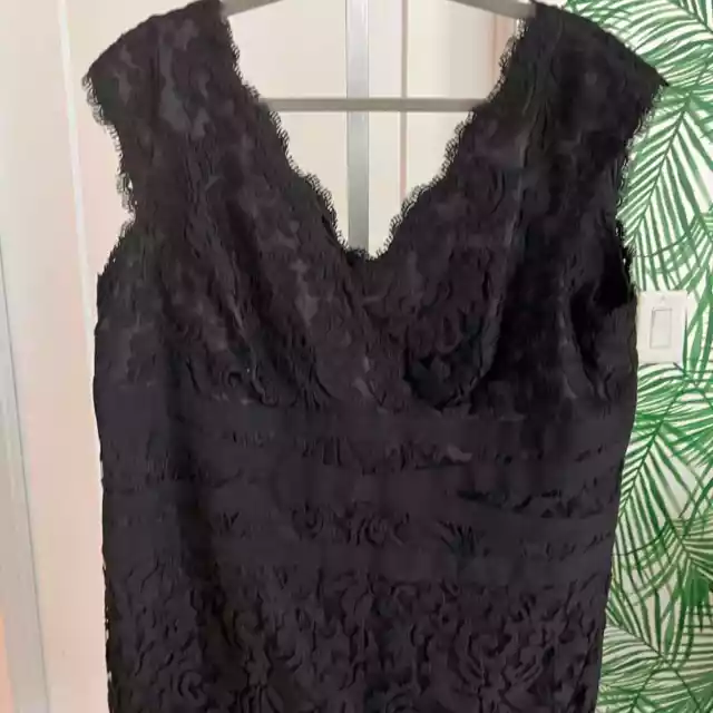 Tadashi Shoji Black Lace Sleeveless Knee Length Cocktail Dress Size 16 2
