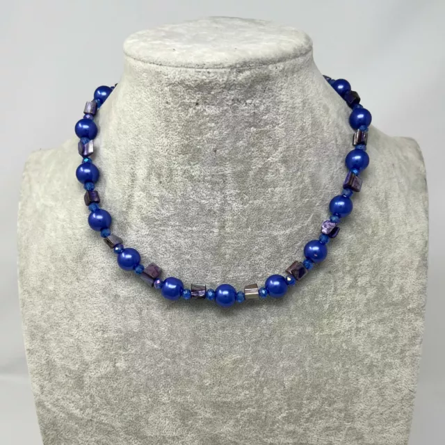 Collar Gargantilla De Concha Vidrio Mujer Elegante Modelo Clásico Azul