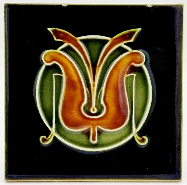 Antique Tile Art Nouveau Majolica by Henry Richards C1905 AE1