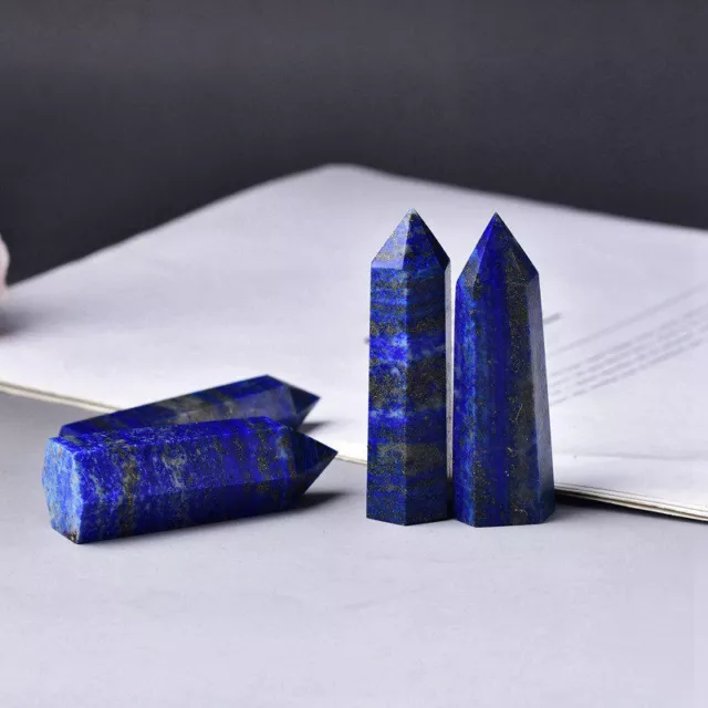 50-60mm Raw Natural Lapis Lazuli Quartz Stone Healing Crystal Point Wand Obelisk